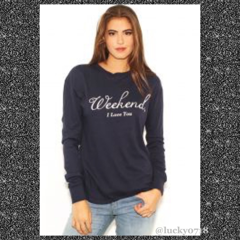 Wildfox Black Weekend I Love You Pullover Sz XS